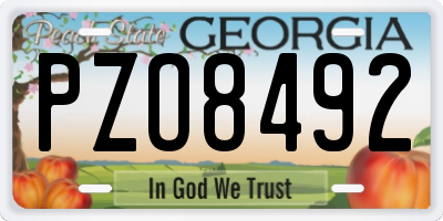 GA license plate PZO8492
