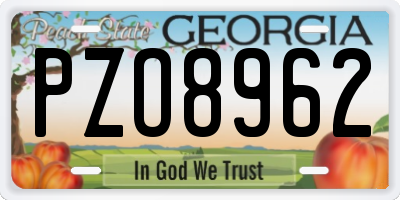 GA license plate PZO8962