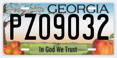 GA license plate PZO9032