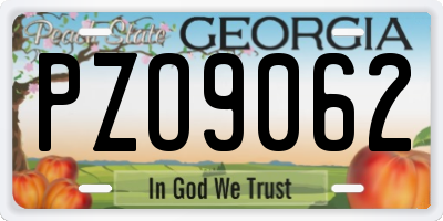 GA license plate PZO9062