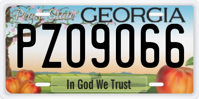 GA license plate PZO9066