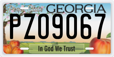 GA license plate PZO9067