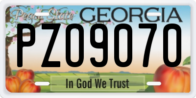 GA license plate PZO9070