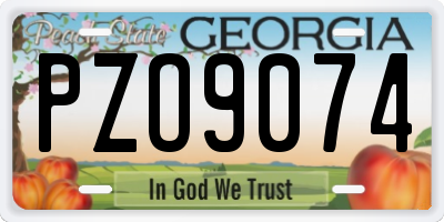 GA license plate PZO9074