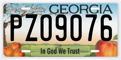 GA license plate PZO9076