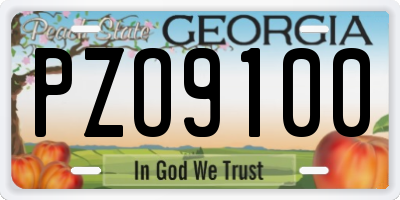 GA license plate PZO9100