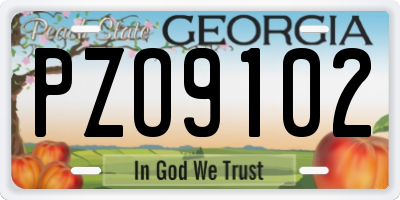 GA license plate PZO9102