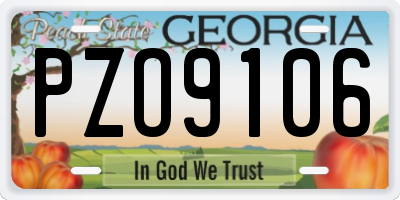 GA license plate PZO9106
