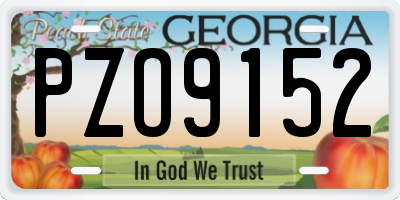 GA license plate PZO9152