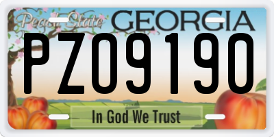 GA license plate PZO9190