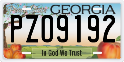 GA license plate PZO9192