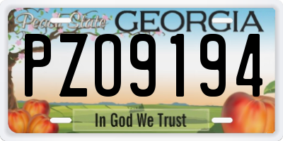 GA license plate PZO9194