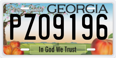 GA license plate PZO9196