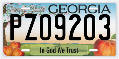 GA license plate PZO9203