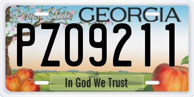 GA license plate PZO9211