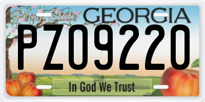 GA license plate PZO9220