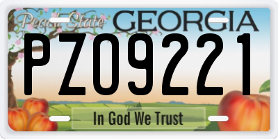 GA license plate PZO9221