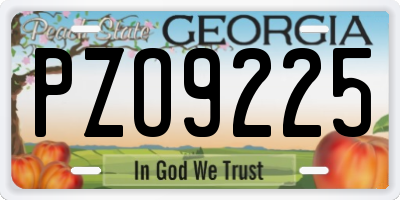 GA license plate PZO9225