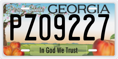 GA license plate PZO9227