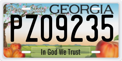 GA license plate PZO9235