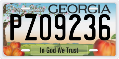 GA license plate PZO9236