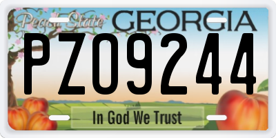 GA license plate PZO9244