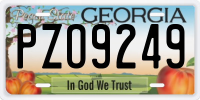 GA license plate PZO9249