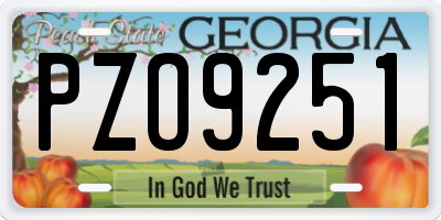 GA license plate PZO9251