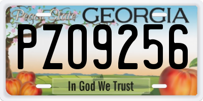 GA license plate PZO9256