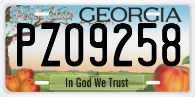 GA license plate PZO9258
