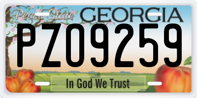 GA license plate PZO9259