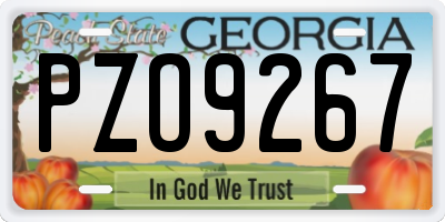 GA license plate PZO9267