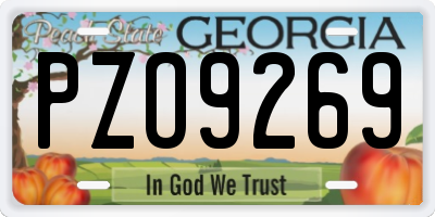 GA license plate PZO9269