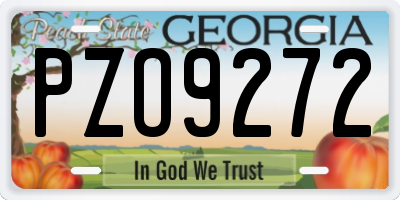 GA license plate PZO9272