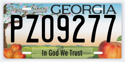 GA license plate PZO9277