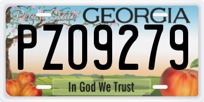 GA license plate PZO9279