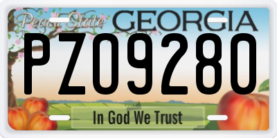 GA license plate PZO9280