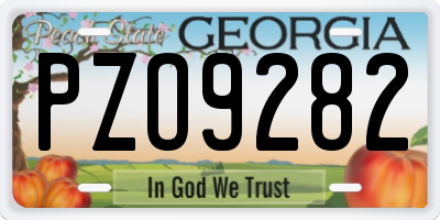 GA license plate PZO9282