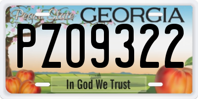 GA license plate PZO9322