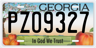 GA license plate PZO9327