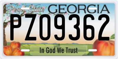 GA license plate PZO9362