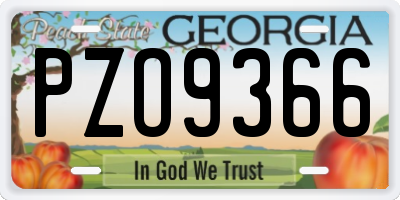 GA license plate PZO9366