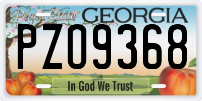 GA license plate PZO9368