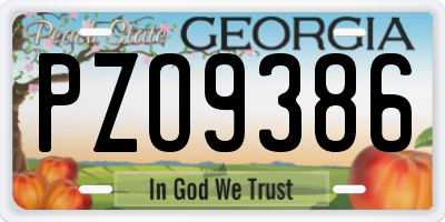 GA license plate PZO9386