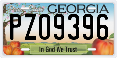 GA license plate PZO9396