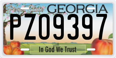 GA license plate PZO9397