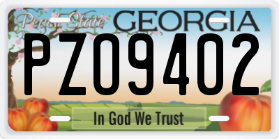 GA license plate PZO9402