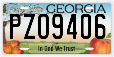 GA license plate PZO9406