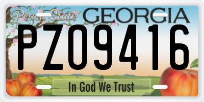 GA license plate PZO9416