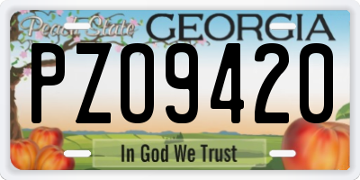 GA license plate PZO9420